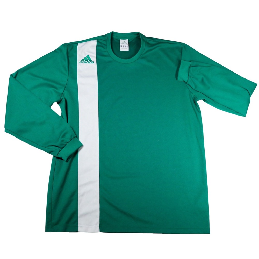 Vintage Y2K Adidas Climalite Jersey Shirt Mens M Green White Long Sleeve Soccer